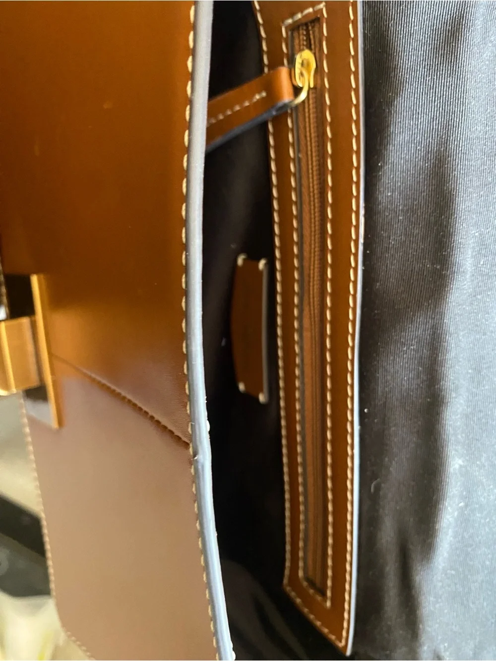 Sam Edelman 100% Leather Cognac Brown Chain Shoulder Bag